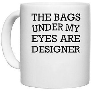                       UDNAG White Ceramic Coffee / Tea Mug 'Desighner | The bags' Perfect for Gifting [330ml]                                              