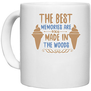                       UDNAG White Ceramic Coffee / Tea Mug 'Adventure | The best memories are made' Perfect for Gifting [330ml]                                              