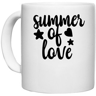                       UDNAG White Ceramic Coffee / Tea Mug 'Summer | summer of love' Perfect for Gifting [330ml]                                              