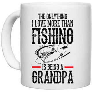                       UDNAG White Ceramic Coffee / Tea Mug 'Grand Father | THE ONLYTHING I LOVE MORE THAN' Perfect for Gifting [330ml]                                              