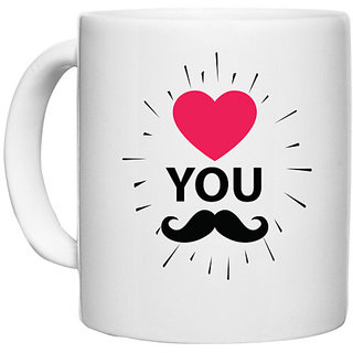                       UDNAG White Ceramic Coffee / Tea Mug '| You love design' Perfect for Gifting [330ml]                                              