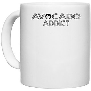                       UDNAG White Ceramic Coffee / Tea Mug 'Avocado | avocado addict' Perfect for Gifting [330ml]                                              
