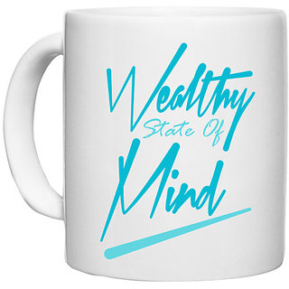                       UDNAG White Ceramic Coffee / Tea Mug 'Mind | Wealthy' Perfect for Gifting [330ml]                                              