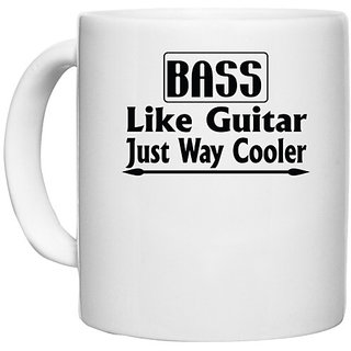                       UDNAG White Ceramic Coffee / Tea Mug 'Guitar | bass like guiter' Perfect for Gifting [330ml]                                              