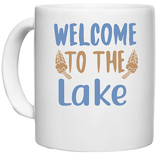                       UDNAG White Ceramic Coffee / Tea Mug 'Lake | Well to the' Perfect for Gifting [330ml]                                              