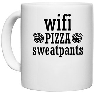                       UDNAG White Ceramic Coffee / Tea Mug 'Pizza, wifi | wifi pizza' Perfect for Gifting [330ml]                                              
