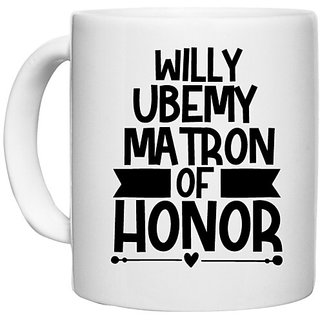                       UDNAG White Ceramic Coffee / Tea Mug 'Honour | Willy' Perfect for Gifting [330ml]                                              