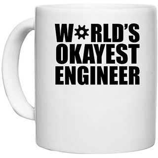                       UDNAG White Ceramic Coffee / Tea Mug 'Engineer | Worlds Okayest Engineer,' Perfect for Gifting [330ml]                                              