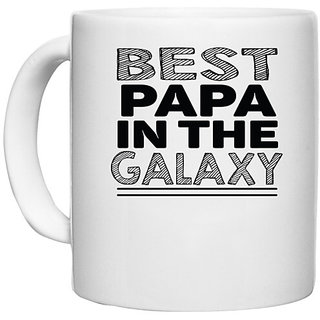                       UDNAG White Ceramic Coffee / Tea Mug 'Father | best papa in the galaxy' Perfect for Gifting [330ml]                                              