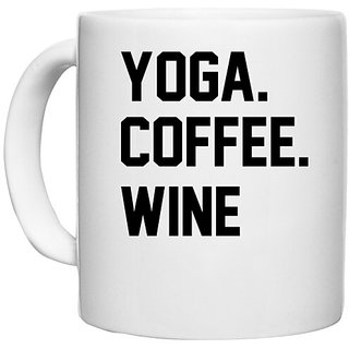                       UDNAG White Ceramic Coffee / Tea Mug 'Yoga | YOGA' Perfect for Gifting [330ml]                                              