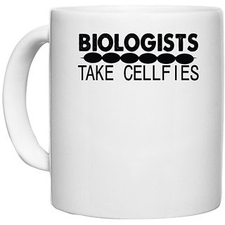                       UDNAG White Ceramic Coffee / Tea Mug 'Bilologist | boilogists take sallfies' Perfect for Gifting [330ml]                                              