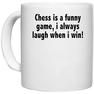                       UDNAG White Ceramic Coffee / Tea Mug 'Chess | chess a funny game, i always' Perfect for Gifting [330ml]                                              