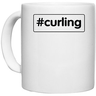                       UDNAG White Ceramic Coffee / Tea Mug '| curling 2' Perfect for Gifting [330ml]                                              