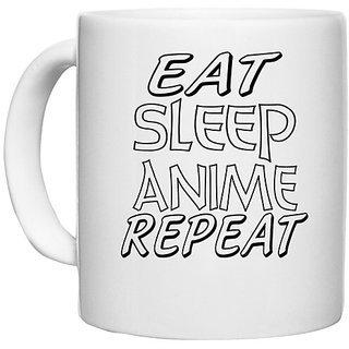                       UDNAG White Ceramic Coffee / Tea Mug 'Anime | eat sleep anime repeat 2' Perfect for Gifting [330ml]                                              