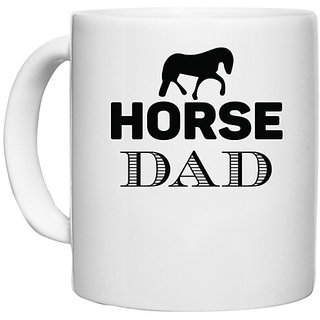                       UDNAG White Ceramic Coffee / Tea Mug 'Papa | horse dad' Perfect for Gifting [330ml]                                              