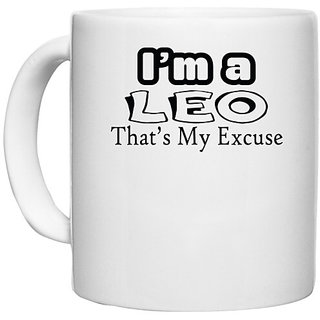                       UDNAG White Ceramic Coffee / Tea Mug 'Zodiac Sign Leo | i'm a leo that's my excuse' Perfect for Gifting [330ml]                                              