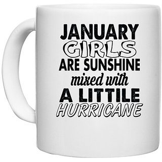                       UDNAG White Ceramic Coffee / Tea Mug 'Girls | january girls' Perfect for Gifting [330ml]                                              