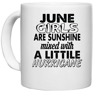                       UDNAG White Ceramic Coffee / Tea Mug 'Girls | june girls' Perfect for Gifting [330ml]                                              