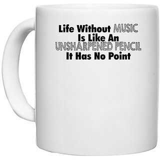                      UDNAG White Ceramic Coffee / Tea Mug 'Music | life without music' Perfect for Gifting [330ml]                                              