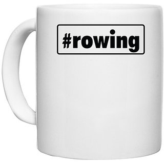                       UDNAG White Ceramic Coffee / Tea Mug '| rowing' Perfect for Gifting [330ml]                                              