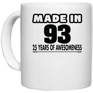                       UDNAG White Ceramic Coffee / Tea Mug 'Awesomeness | made in 93' Perfect for Gifting [330ml]                                              
