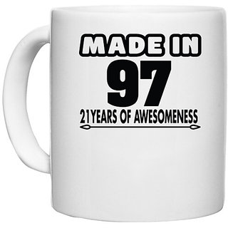                      UDNAG White Ceramic Coffee / Tea Mug 'Awesomeness | made in 98' Perfect for Gifting [330ml]                                              