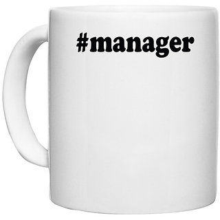                       UDNAG White Ceramic Coffee / Tea Mug '| manager' Perfect for Gifting [330ml]                                              
