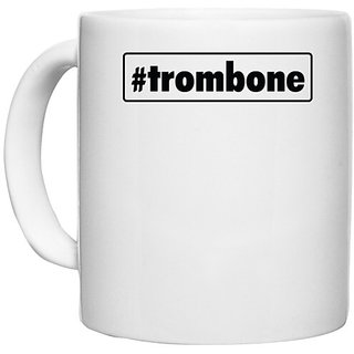                       UDNAG White Ceramic Coffee / Tea Mug '| trombone' Perfect for Gifting [330ml]                                              