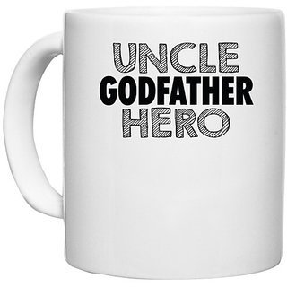                       UDNAG White Ceramic Coffee / Tea Mug 'father | uncle father hero' Perfect for Gifting [330ml]                                              