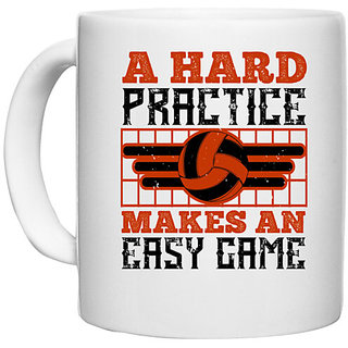                       UDNAG White Ceramic Coffee / Tea Mug 'Basketball | A hard practice makes an easy game' Perfect for Gifting [330ml]                                              