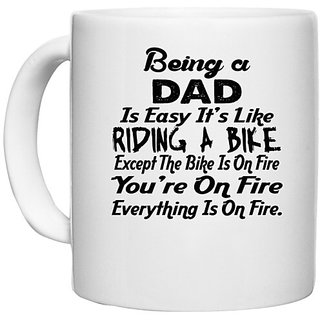                       UDNAG White Ceramic Coffee / Tea Mug 'Father | being a dad is easy it's like' Perfect for Gifting [330ml]                                              