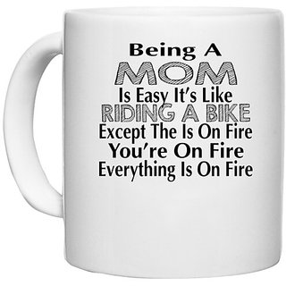                       UDNAG White Ceramic Coffee / Tea Mug 'Mother | being a mom is easy it's like' Perfect for Gifting [330ml]                                              