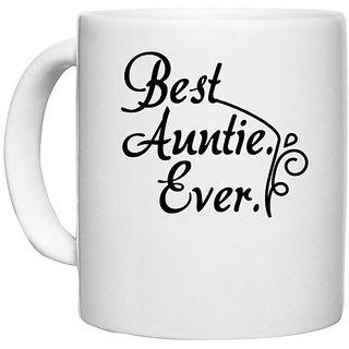                       UDNAG White Ceramic Coffee / Tea Mug 'Auntie | best auntie. ever' Perfect for Gifting [330ml]                                              