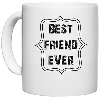                       UDNAG White Ceramic Coffee / Tea Mug 'Friend | best freind ever' Perfect for Gifting [330ml]                                              