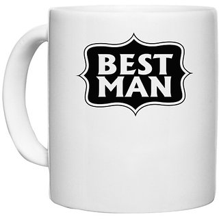                       UDNAG White Ceramic Coffee / Tea Mug 'Man | best man' Perfect for Gifting [330ml]                                              