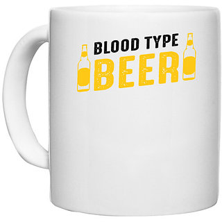                       UDNAG White Ceramic Coffee / Tea Mug 'Beer | Blood type Beer' Perfect for Gifting [330ml]                                              