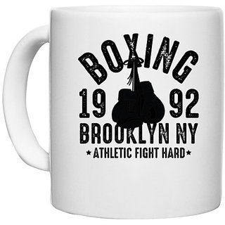                       UDNAG White Ceramic Coffee / Tea Mug 'Boxing | Boxing 1992' Perfect for Gifting [330ml]                                              