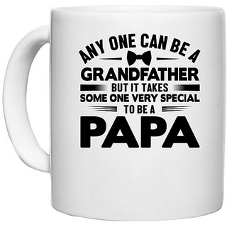                       UDNAG White Ceramic Coffee / Tea Mug 'Father | Any one can be' Perfect for Gifting [330ml]                                              