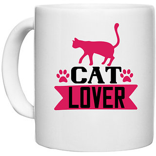                       UDNAG White Ceramic Coffee / Tea Mug 'Cat | cat lover 01' Perfect for Gifting [330ml]                                              