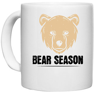                       UDNAG White Ceramic Coffee / Tea Mug 'Bear | bear season' Perfect for Gifting [330ml]                                              