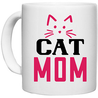                       UDNAG White Ceramic Coffee / Tea Mug 'Mother | cat mom 01' Perfect for Gifting [330ml]                                              