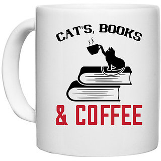                       UDNAG White Ceramic Coffee / Tea Mug 'Coffee | ats book and coffee' Perfect for Gifting [330ml]                                              