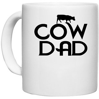                       UDNAG White Ceramic Coffee / Tea Mug 'Father | cow dad' Perfect for Gifting [330ml]                                              