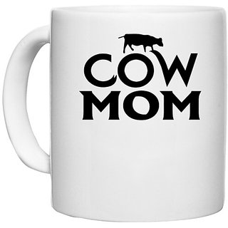                       UDNAG White Ceramic Coffee / Tea Mug 'Mother | cow mom' Perfect for Gifting [330ml]                                              