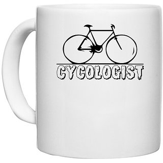                       UDNAG White Ceramic Coffee / Tea Mug 'Cycling | cycologist' Perfect for Gifting [330ml]                                              