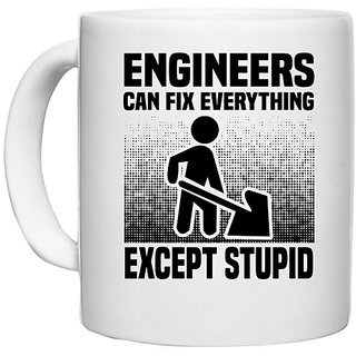                       UDNAG White Ceramic Coffee / Tea Mug 'Engineer | Engineers can fix' Perfect for Gifting [330ml]                                              
