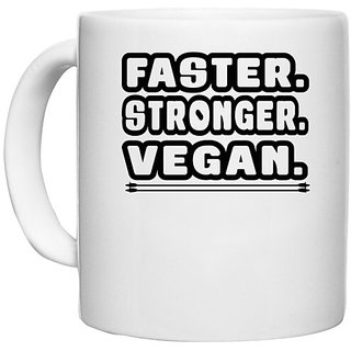                       UDNAG White Ceramic Coffee / Tea Mug 'Vegan | aster stonger vegan' Perfect for Gifting [330ml]                                              