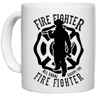                       UDNAG White Ceramic Coffee / Tea Mug 'Fire fighter | Fire Fighter' Perfect for Gifting [330ml]                                              