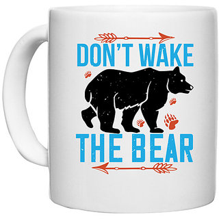                       UDNAG White Ceramic Coffee / Tea Mug 'The Bear | Dont wake the bear 01' Perfect for Gifting [330ml]                                              