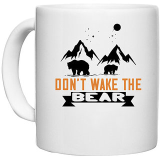                       UDNAG White Ceramic Coffee / Tea Mug 'Bear | Dont wake the bear' Perfect for Gifting [330ml]                                              